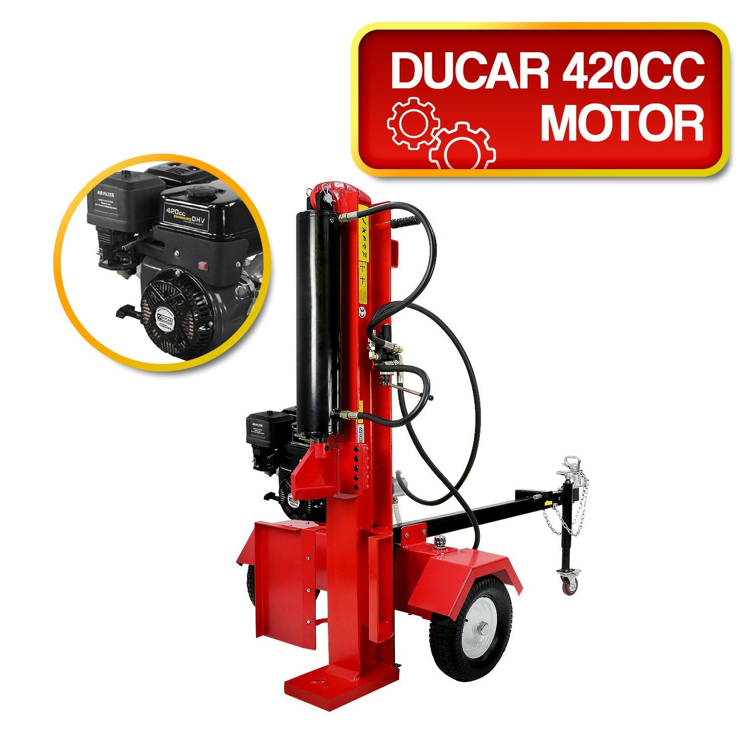 Yukon 60 Ton 420cc Hydraulic Log Splitter Petrol Engine Wood Firewood Cutter