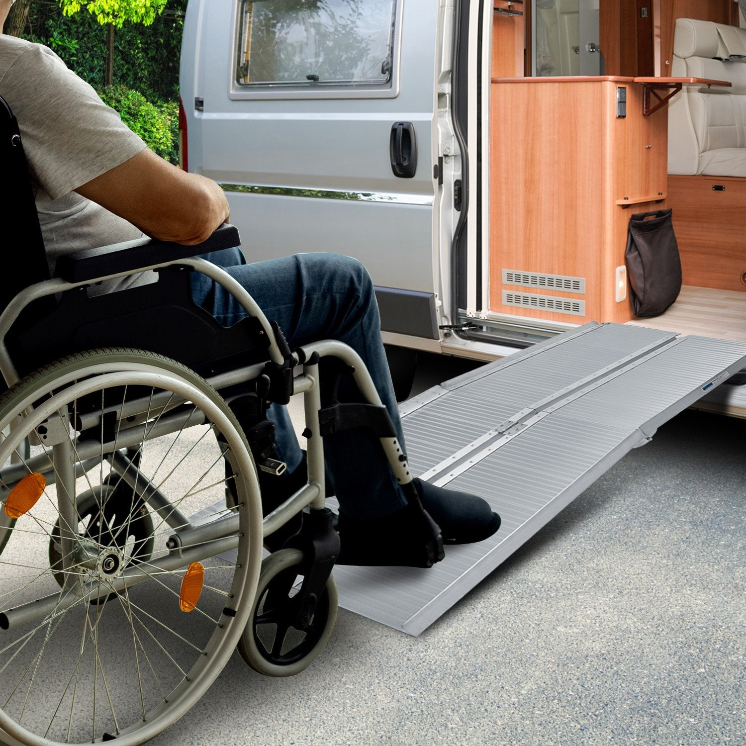 Kartrite 5ft Aluminium Foldable Wheelchair Ramp Non-Slip R02 Silver