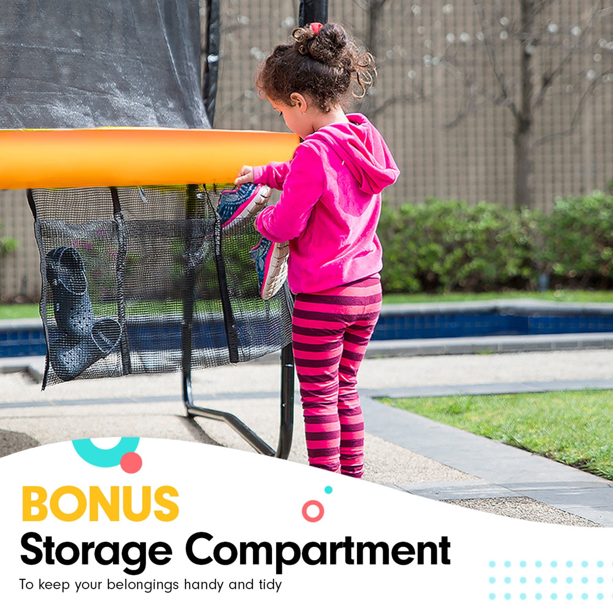 Kahuna 6 Ft X 9 Ft Rectangular Outdoor Trampoline With LED Basketball Set Orange