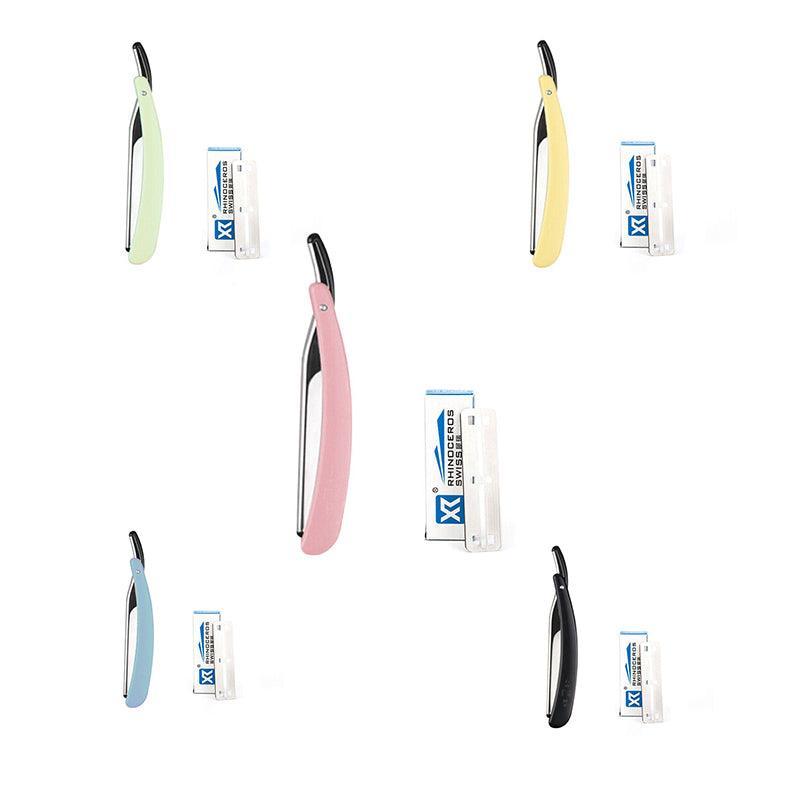 Old Shaver Razor Eyebrow Knife Folding Manual Shaver Holder Home Salon Tool Au - 10PCS Blades