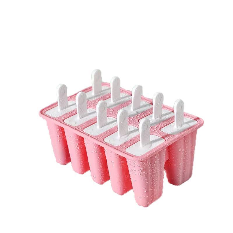 Silicone Ice Cream Mould Block Frozen Molds Icy Pole Jelly Popsicle - Green-10Grid