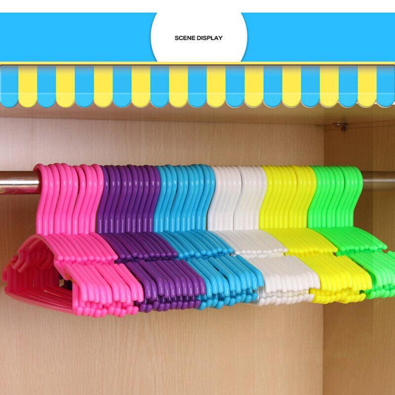 10pcs Small Plastic Clothes Hangers Mini Coat Hanger Set for Wardrobe Storage - Pink