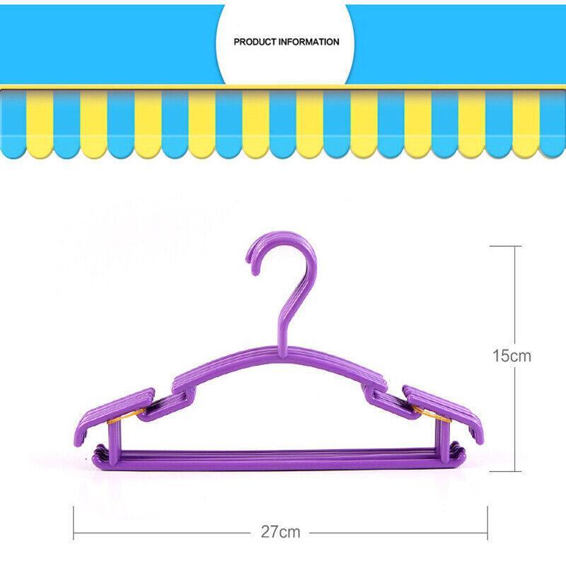 10pcs Small Plastic Clothes Hangers Mini Coat Hanger Set for Wardrobe Storage - Pink