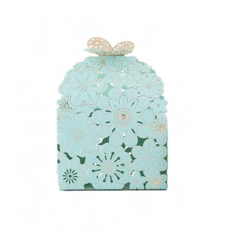 Laser Cut Wedding Favour Candy Gift Boxes Party Decoration Floral Design 12 Pack - Pink