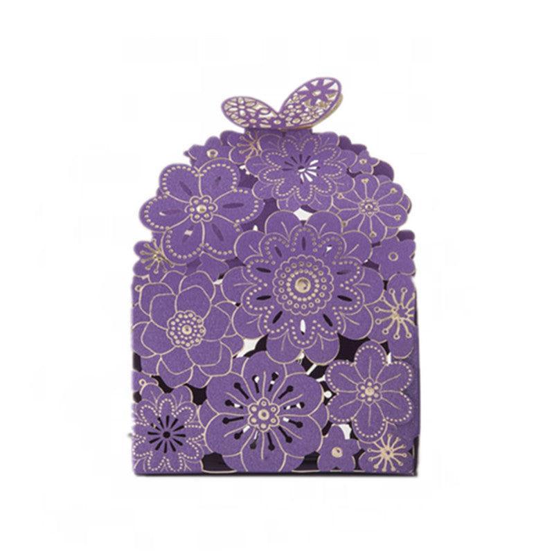 Laser Cut Wedding Favour Candy Gift Boxes Party Decoration Floral Design 12 Pack - Red
