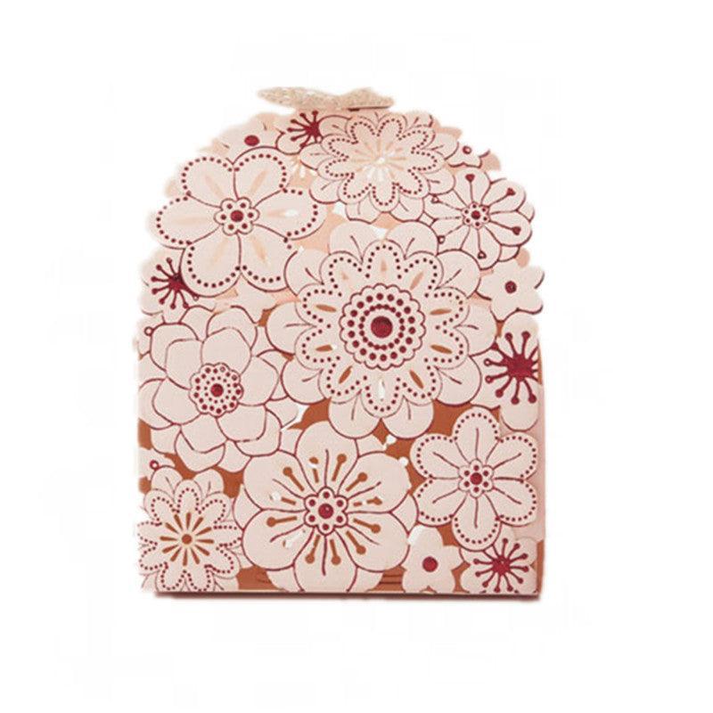 Laser Cut Wedding Favour Candy Gift Boxes Party Decoration Floral Design 12 Pack - Red