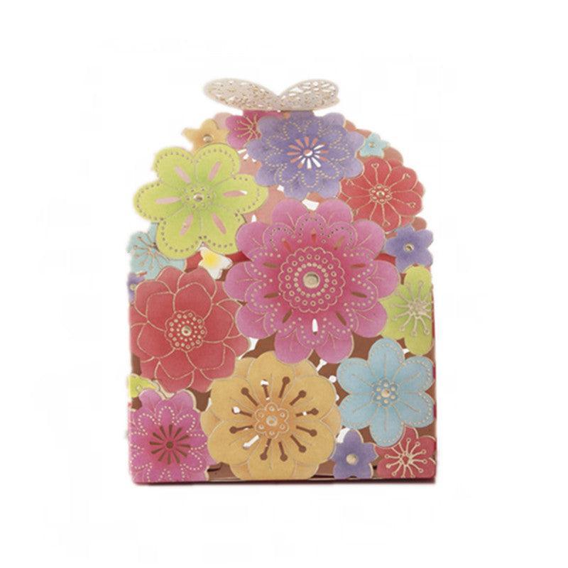 Laser Cut Wedding Favour Candy Gift Boxes Party Decoration Floral Design 12 Pack - Red