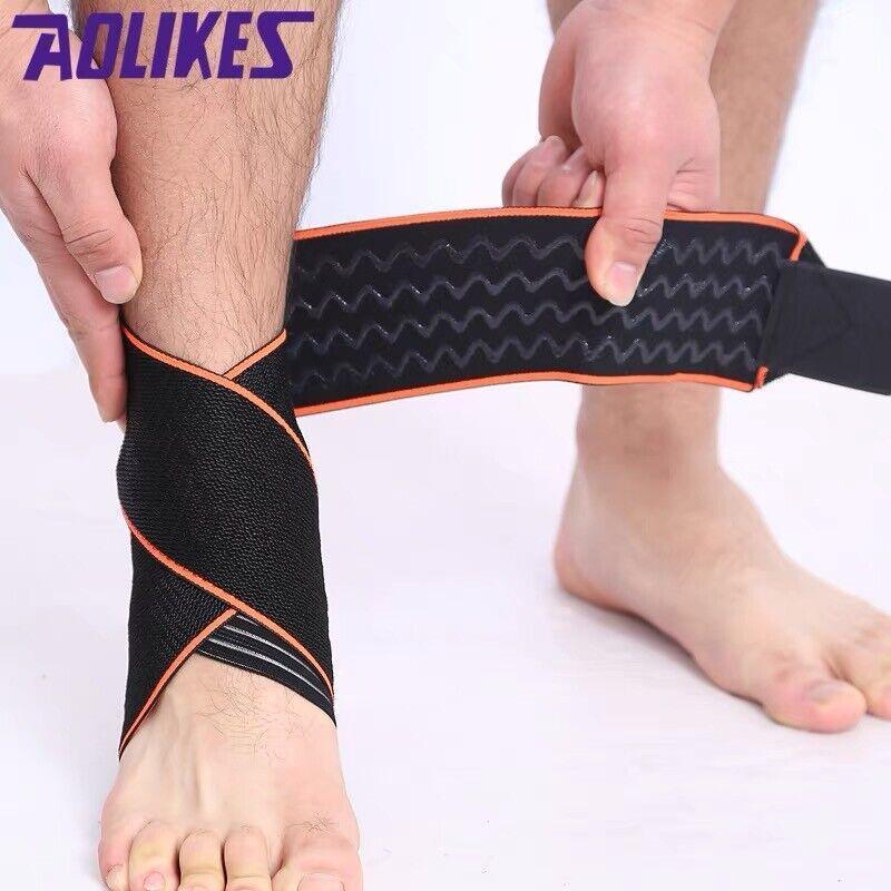 Aolikes Ankle Brace Support Compression Elastic Foot Wrap Protector Sport Au - Orange 1 Unit