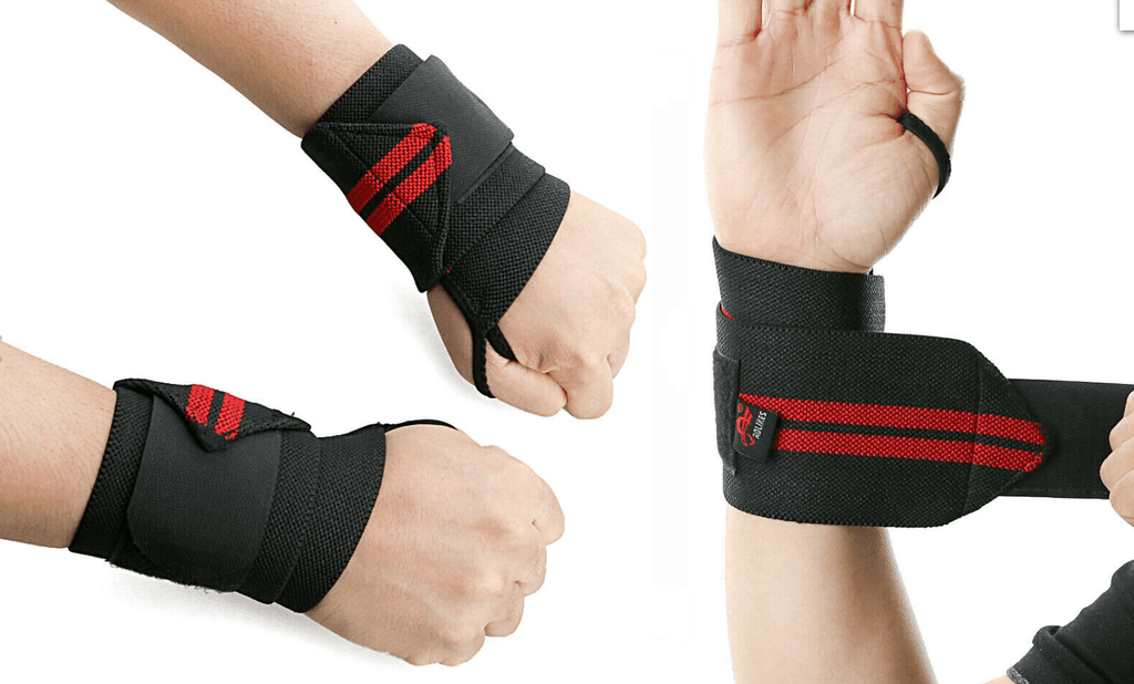 Aolikes Weight Lifting Gym Muscle Training Wrist Support Straps Wraps Hand - Black+Red