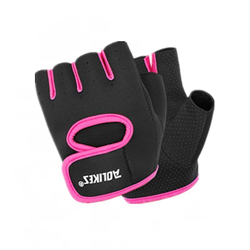 M Size Sports Gloves Weight Lifting Exercise Training Workout Bike Riding Men Women - Black+Purple