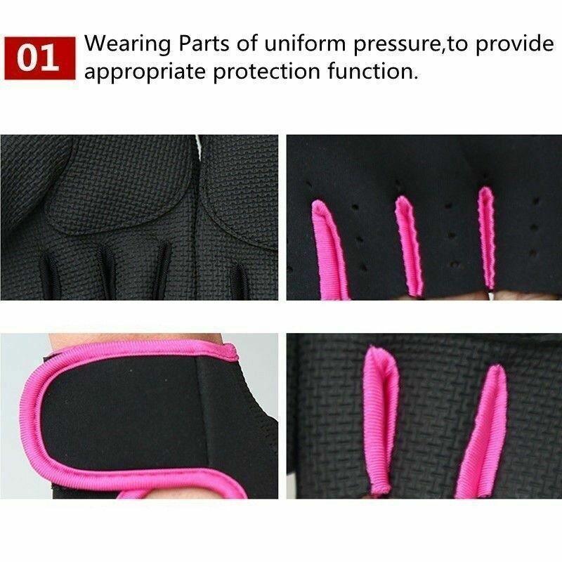 M Size Sports Gloves Weight Lifting Exercise Training Workout Bike Riding Men Women - Black+Pink