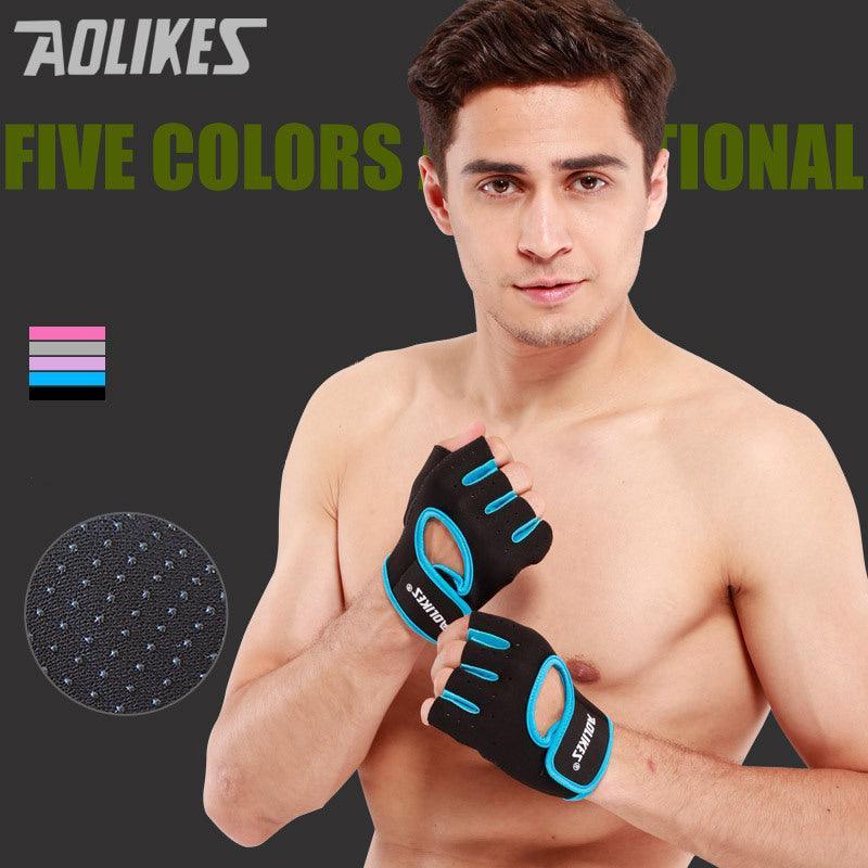 L Size Aolikes Sports Gloves Weight Lifting Exercise Training Workout Bike Riding - Black