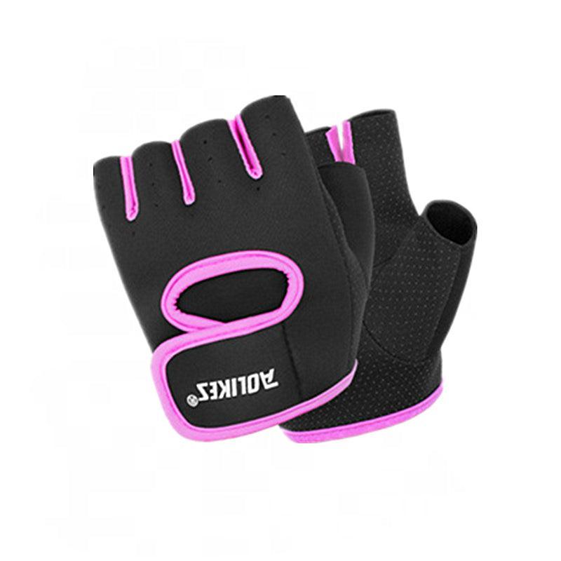 L Size Aolikes Sports Gloves Weight Lifting Exercise Training Workout Bike Riding - Black+Blue