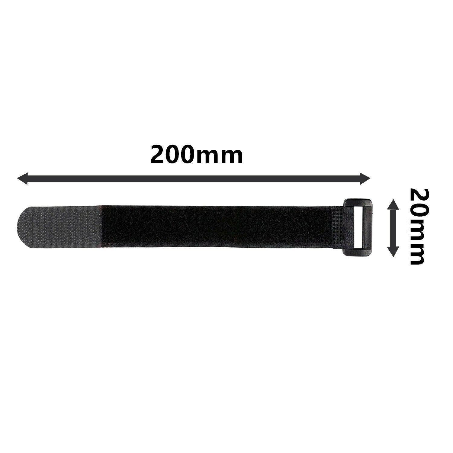 Magic Cable Ties Reusable Winder Coded Organiser Cords Hook Loop Black - 20*300mm  20PCS
