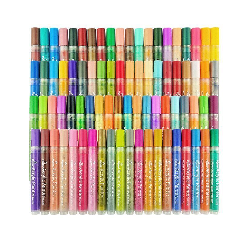 Flysea 12-80 Colours Acrylic Paint Pens Painting Stone Ceramic Glass Marker2-3Mm - 24-Colour Set