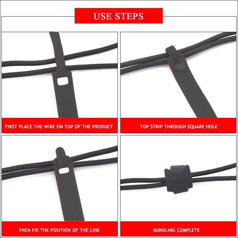 10/20/50PCS Reusable Hook and Loop Cable Ties Nylon Wire Cord Strap Organizer - 250 mm* 20 PCS