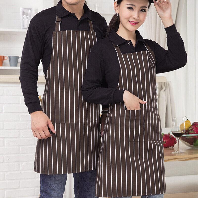 Apron with Pocket 2Pcs Chef Butcher Kitchen Cooking Baking Restaurant Wear - Black White Red