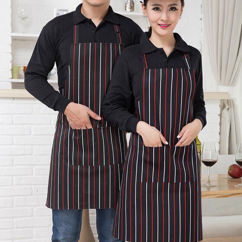 Apron with Pocket 2Pcs Chef Butcher Kitchen Cooking Baking Restaurant Wear - Black White Red
