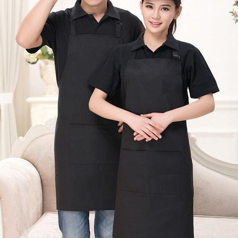 Apron with Pocket 2Pcs Chef Butcher Kitchen Cooking Baking Restaurant Wear - Black White Red