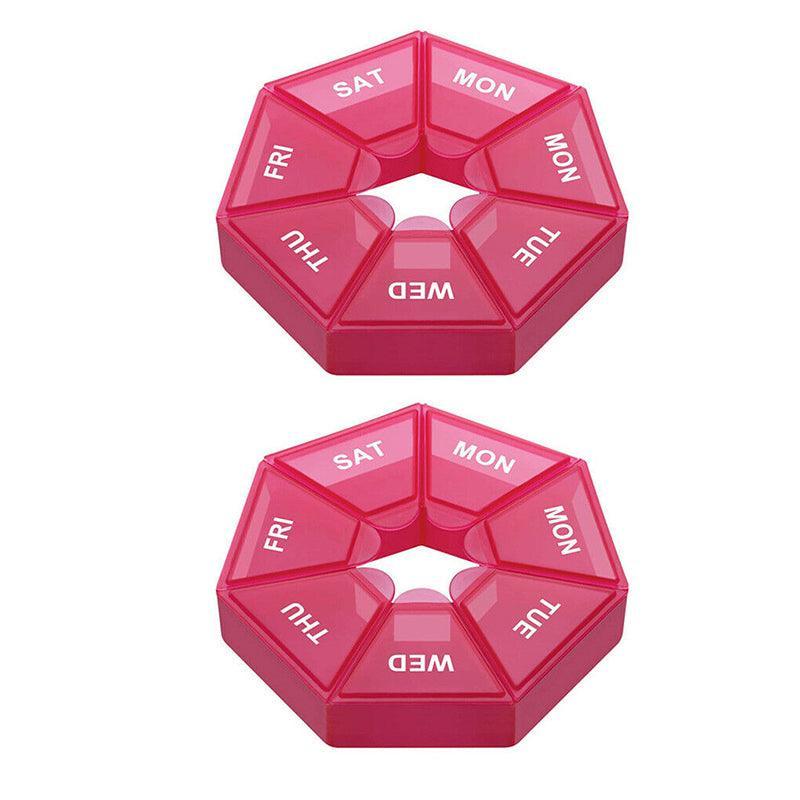 Weekly Pill Organiser 7 Day Medicine Box Tablet Case Dispenser 2 Pack - Blue