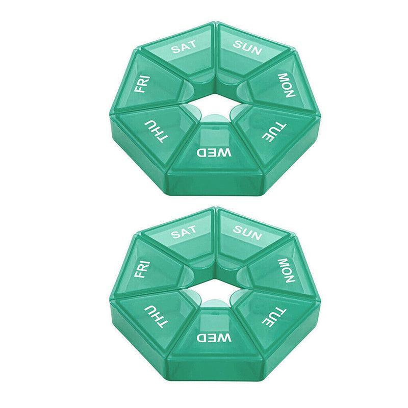 Weekly Pill Organiser 7 Day Medicine Box Tablet Case Dispenser 2 Pack - Blue
