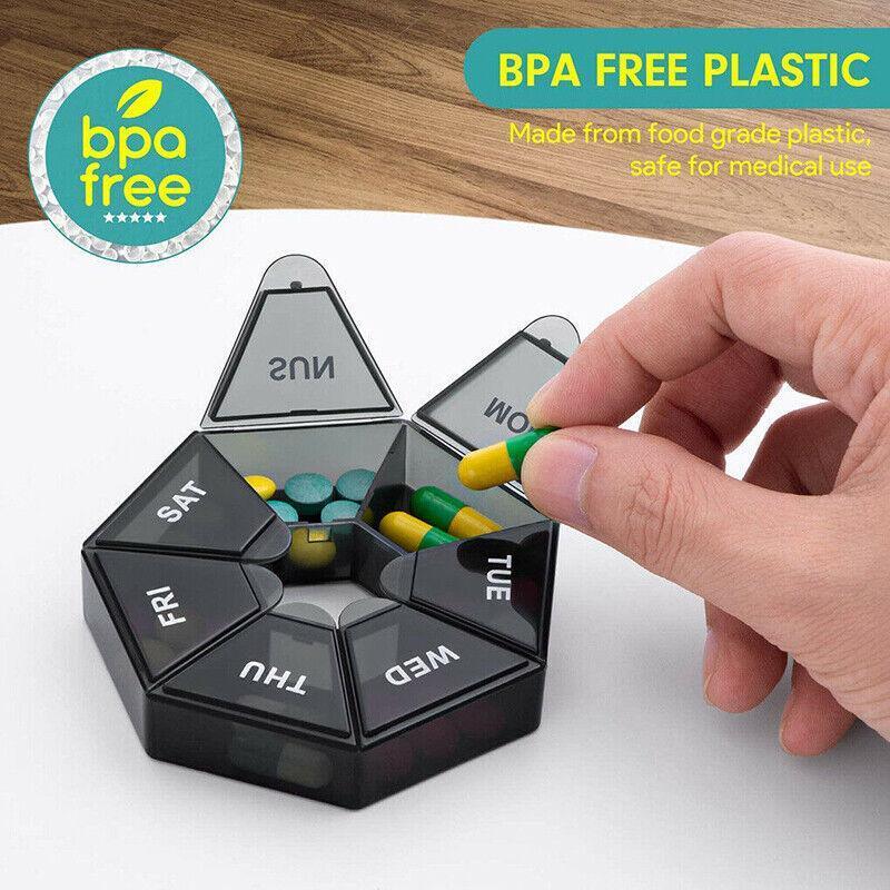 Weekly Pill Organiser 7 Day Medicine Box Tablet Case Dispenser 2 Pack - Purple
