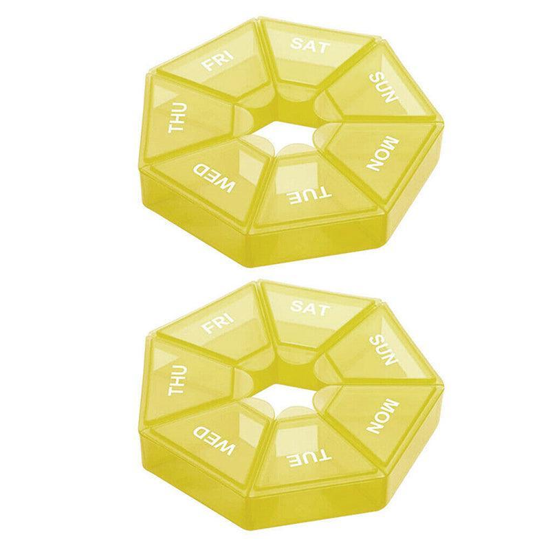 Weekly Pill Organiser 7 Day Medicine Box Tablet Case Dispenser 2 Pack - Purple