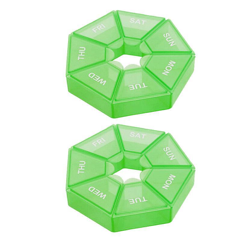 Weekly Pill Organiser 7 Day Medicine Box Tablet Case Dispenser 2 Pack - Red