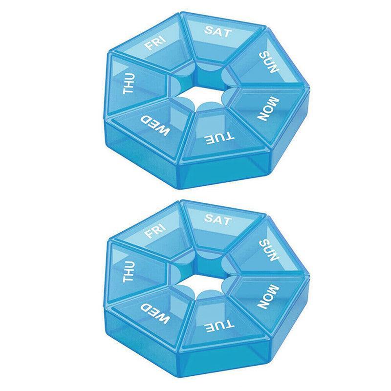 Weekly Pill Organiser 7 Day Medicine Box Tablet Case Dispenser 2 Pack - Yellow