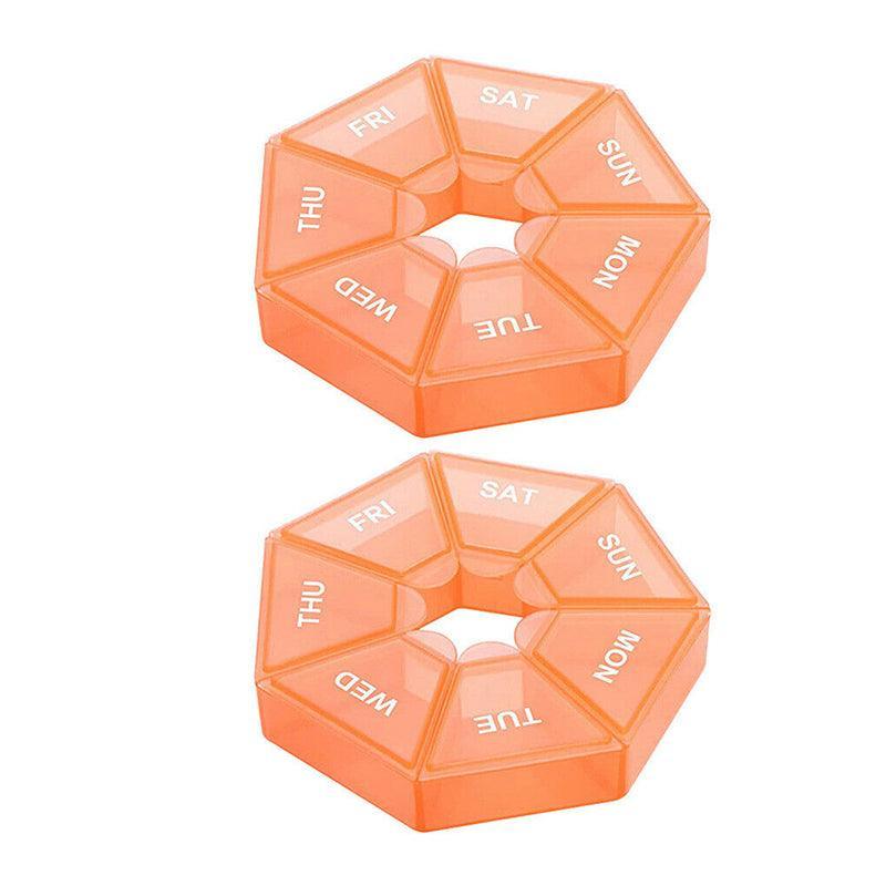 Weekly Pill Organiser 7 Day Medicine Box Tablet Case Dispenser 2 Pack - Yellow
