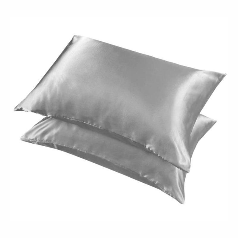 2 Pack Satin Pillowcases Luxury Soft Cushion Covers Bedroom Home Decor - Black
