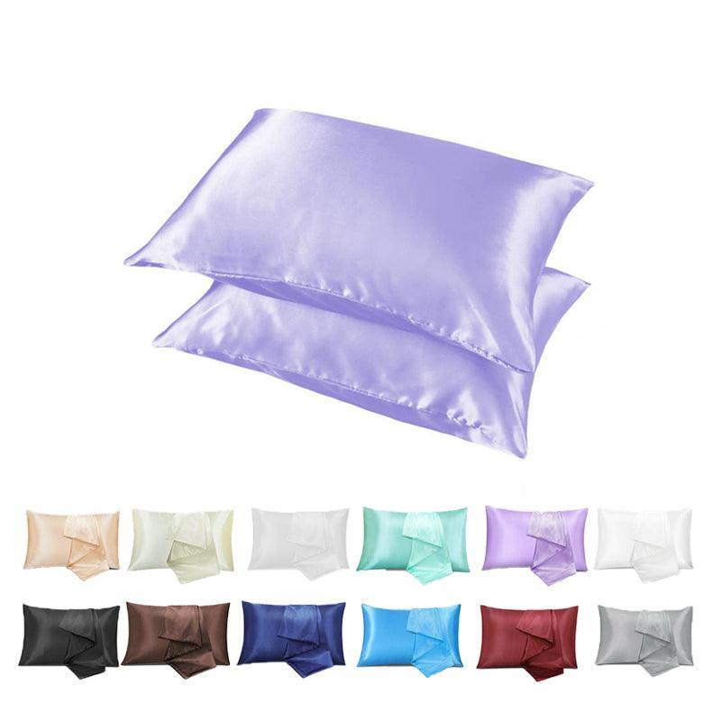 2 Pack Satin Pillowcases Luxury Soft Cushion Covers Bedroom Home Decor - Coffee