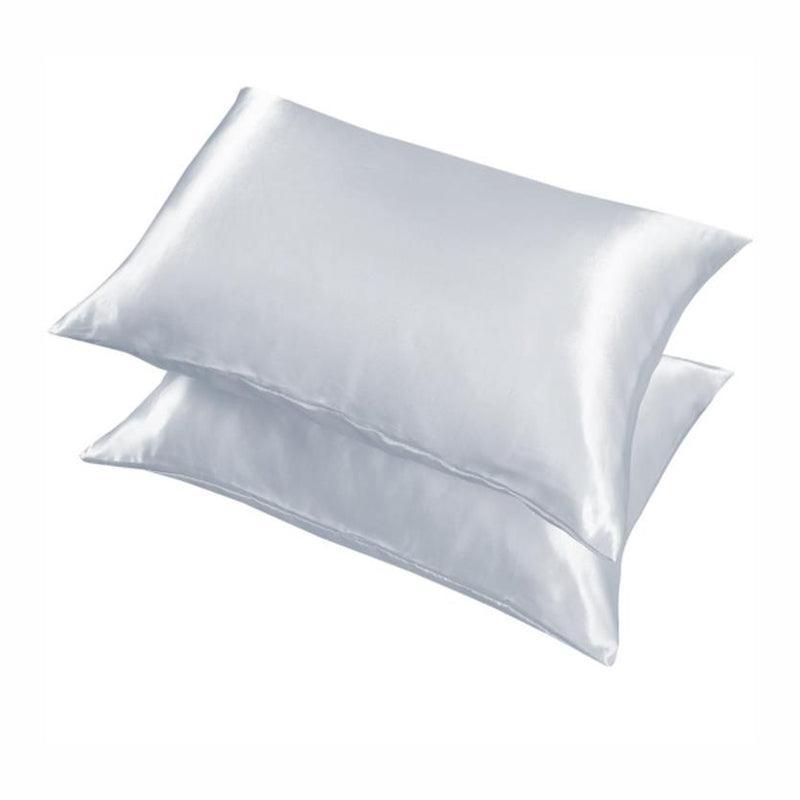 2 Pack Satin Pillowcases Luxury Soft Cushion Covers Bedroom Home Decor - Silver