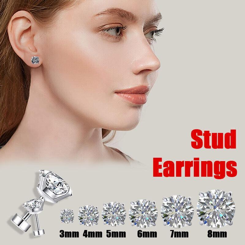 1 Pair Zirconia Surgical Steel Stud Earrings Crystal Piercing Jewellery - 4mm