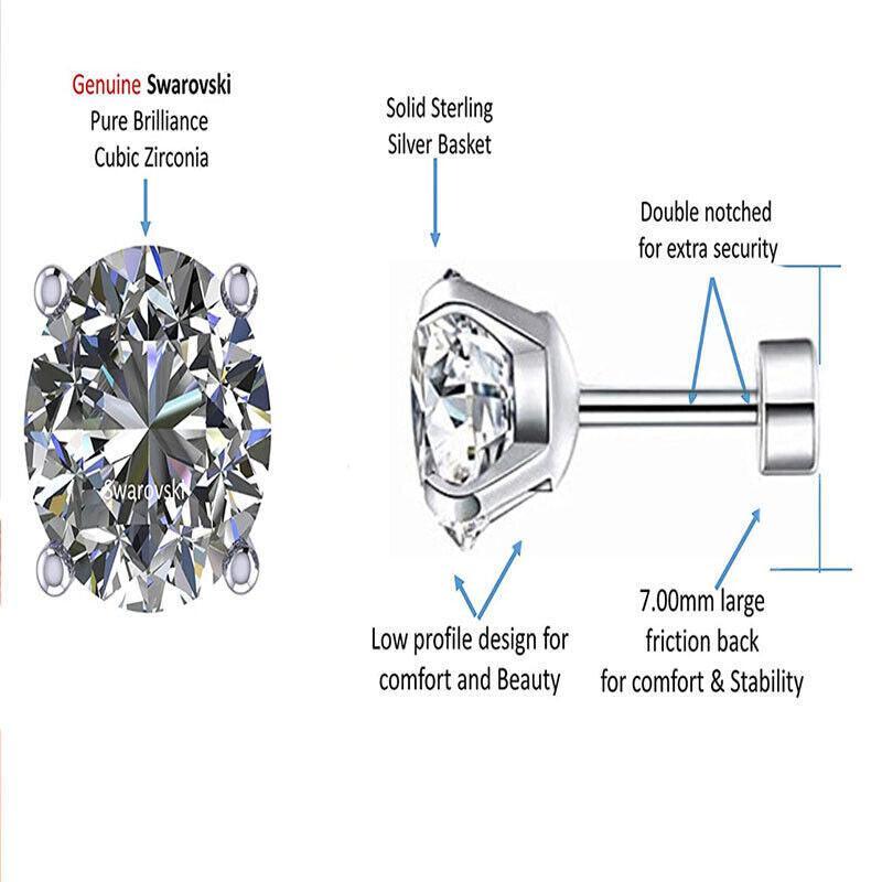 1 Pair Zirconia Surgical Steel Stud Earrings Crystal Piercing Jewellery - 6mm