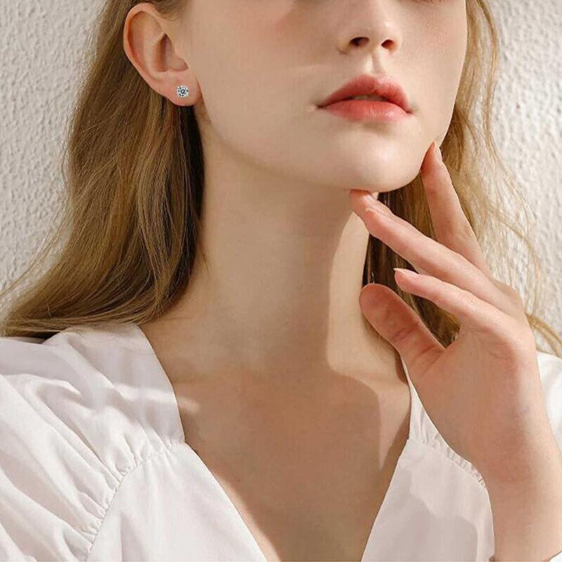 1 Pair Zirconia Surgical Steel Stud Earrings Crystal Piercing Jewellery - 7mm