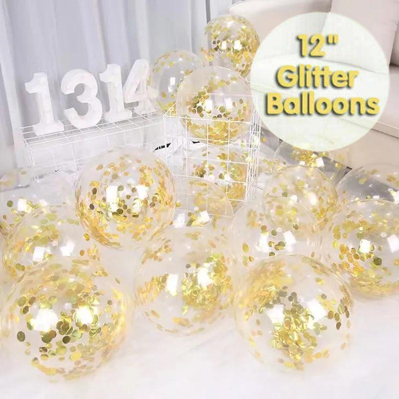 10/100X 30Cm Confetti Glitter Balloons for Party & Wedding - 30cm Rose Gold *100pcs