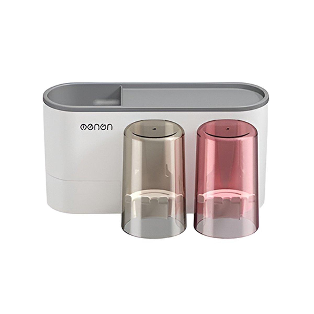 Bathroom Wall Mounted Toothbrush Holder Toothpaste Stand Storage Rack With Cup - Three Cups Set