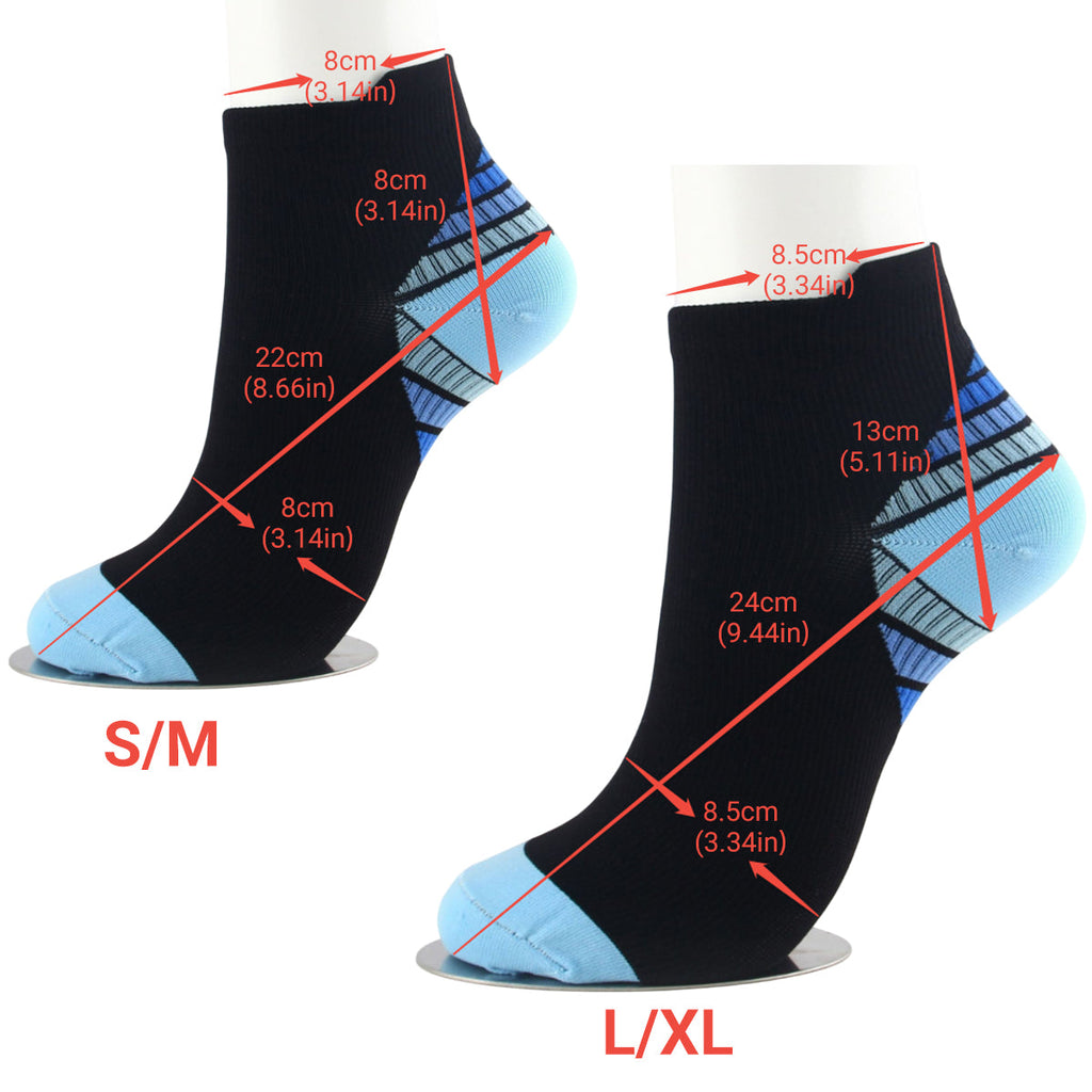 3x 6x Sports Pressure Socks Running Short Socks Men And Women Plantar Fascia Compression Elastic Socks - Blue