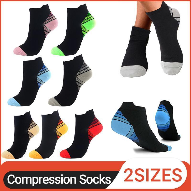 3x 6x Sports Pressure Socks Running Short Socks Men And Women Plantar Fascia Compression Elastic Socks - Red