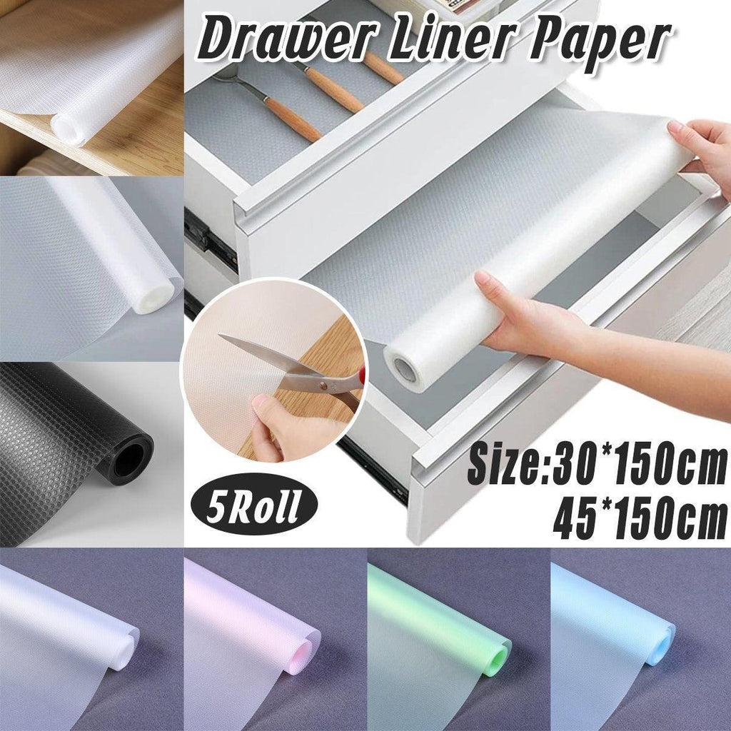 5 Roll EVA Anti Moisture Drawer Mat Cabinet Pad Kitchen Dustproof Placemat - Black Flat-45*150cm