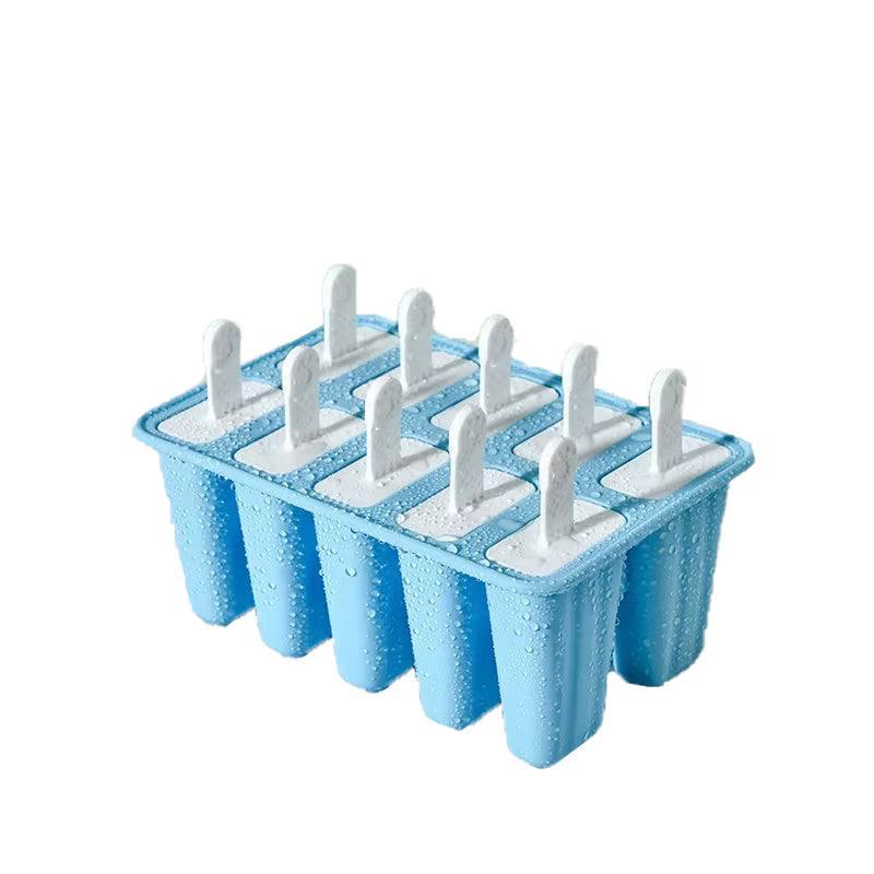 Silicone Ice Cream Mould Block Frozen Molds Icy Pole Jelly Popsicle - Blue-4Grid