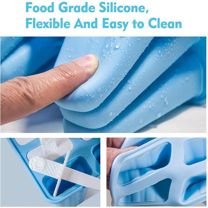 Silicone Ice Cream Mould Block Frozen Molds Icy Pole Jelly Popsicle - Pink-4Grid