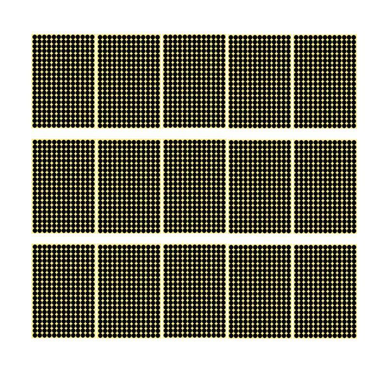8/13/25/50mm Colour Sticker Dots Adhesive Round Labels Circular Scrapbooking Black - 13mm 132 Dots - 5 Sheets
