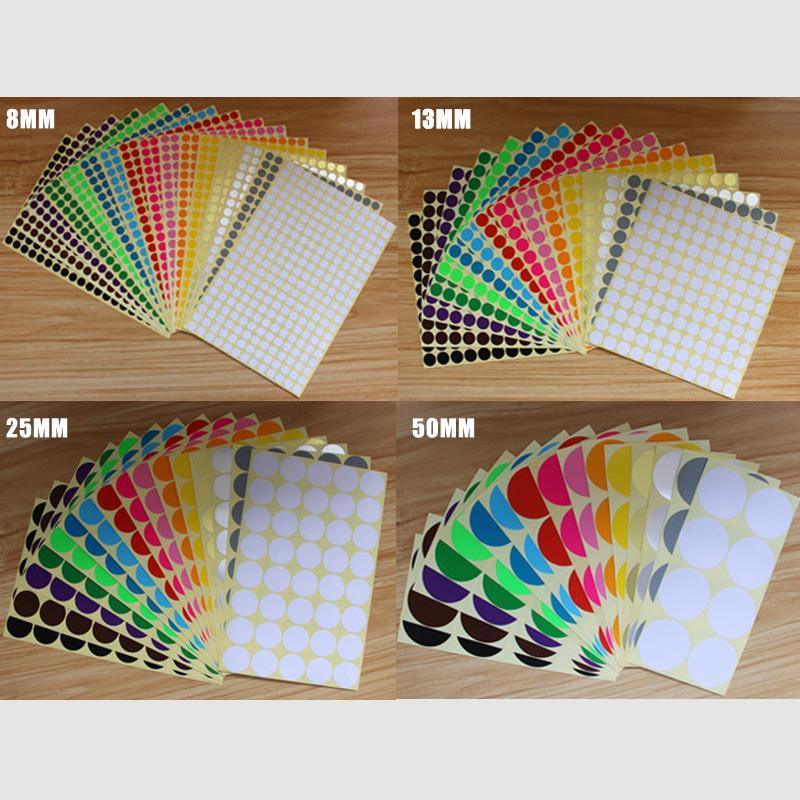 8/13/25/50mm Sticker Dots Adhesive Round Labels Circular Scrapbooking Light Green - 13mm 132 Dots - 5 Sheets