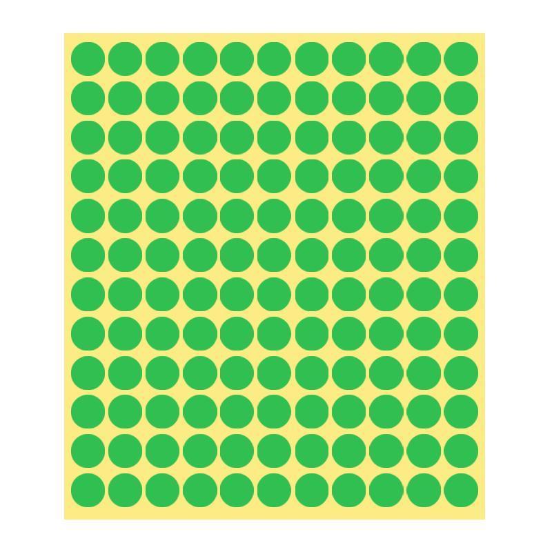 8/13/25/50mm Sticker Dots Adhesive Round Labels Circular Scrapbooking Light Green - 13mm 132 Dots - 5 Sheets
