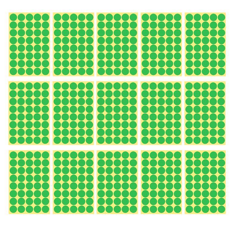 8/13/25/50mm Sticker Dots Adhesive Round Labels Circular Scrapbooking Light Green - 13mm 132 Dots - 5 Sheets