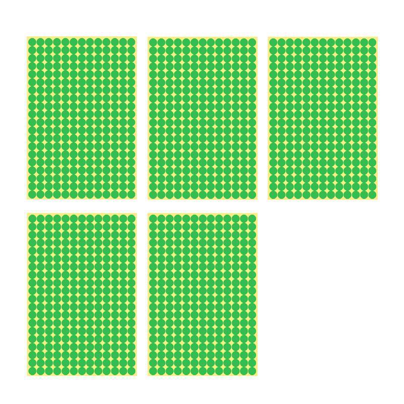 8/13/25/50mm Sticker Dots Adhesive Round Labels Circular Scrapbooking Light Green - 8mm 260 Dots - 5 Sheets