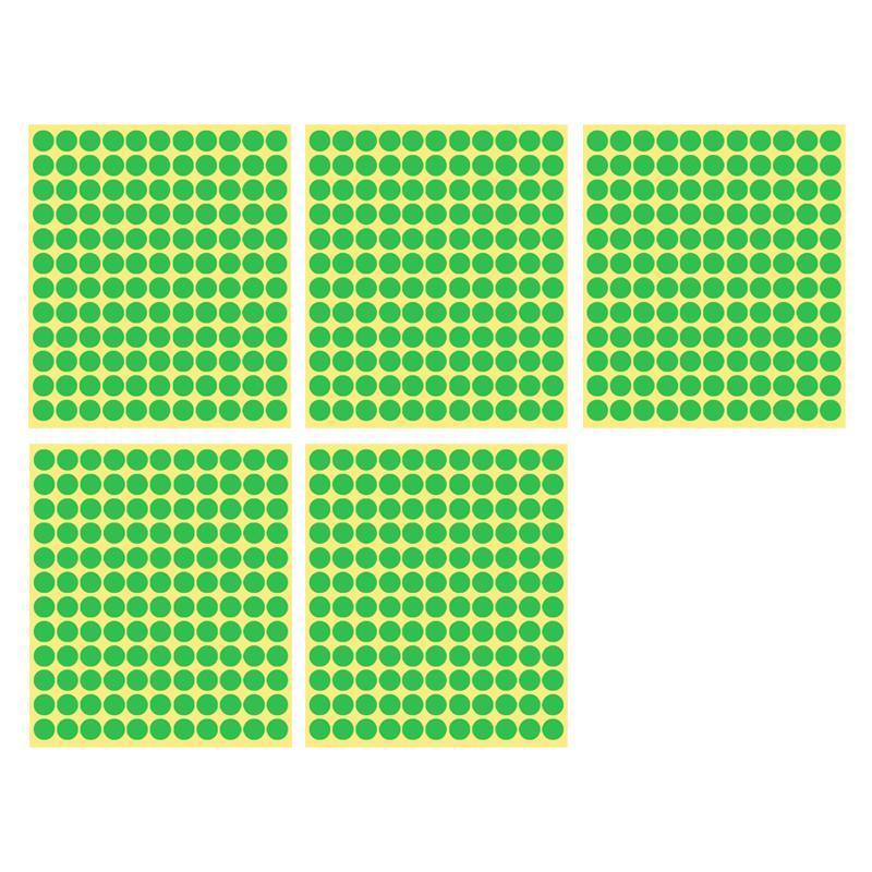 8/13/25/50mm Sticker Dots Adhesive Round Labels Circular Scrapbooking Light Green - 8mm 260 Dots - 5 Sheets