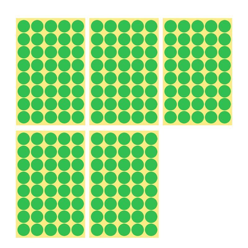 8/13/25/50mm Sticker Dots Adhesive Round Labels Circular Scrapbooking Light Green - 8mm 260 Dots - 5 Sheets